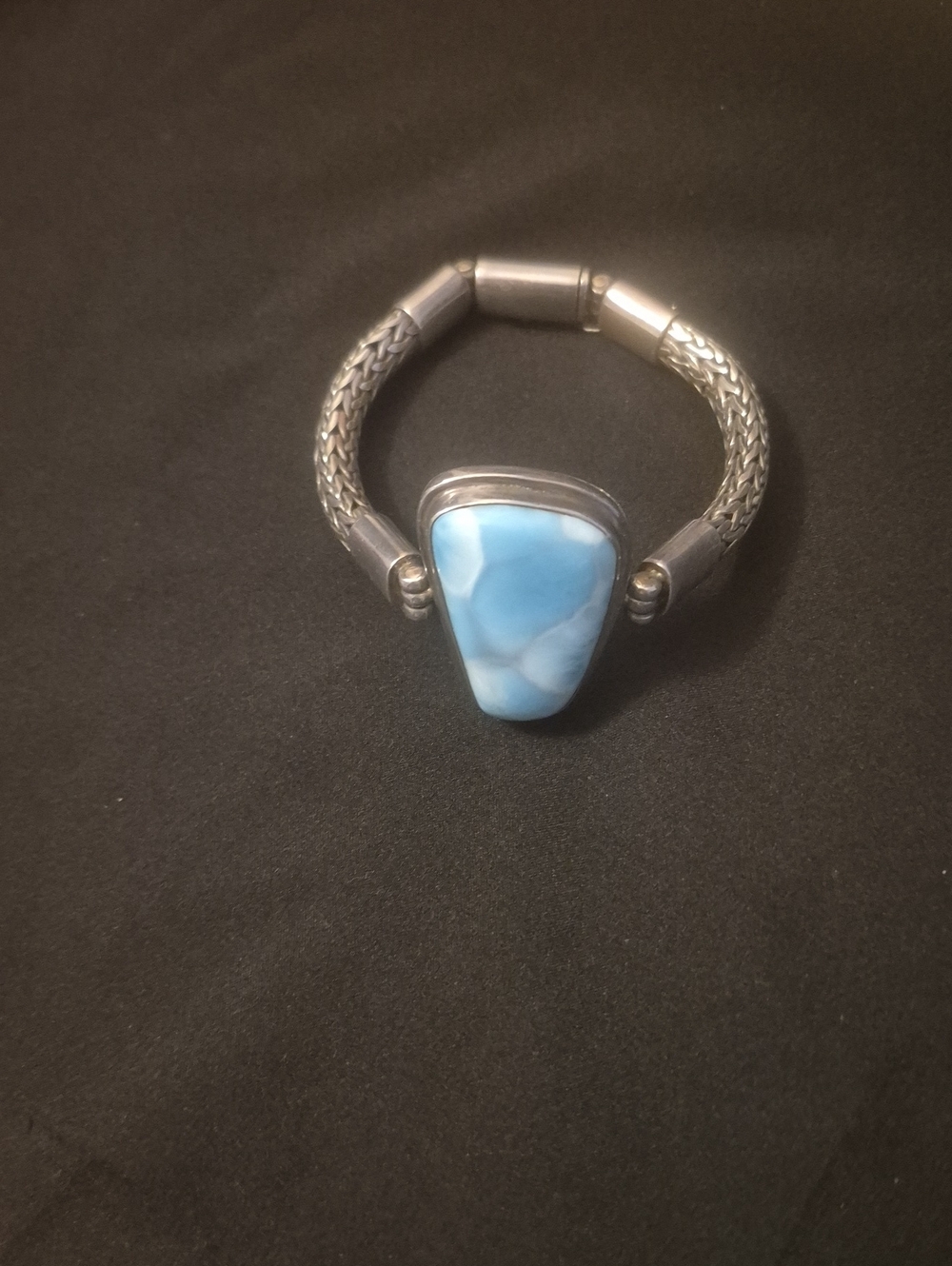 Handcrafted Blue Stone Silver Bracelet - Women